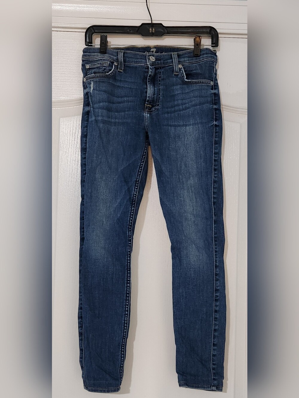 7 For All Mankind Gwenevere Skinny Jeans in Dark Blue Wash